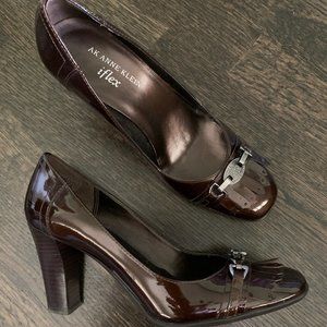 AK Anne Klein Brown Patent Leather Heels